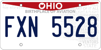 OH license plate FXN5528
