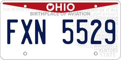 OH license plate FXN5529