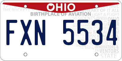 OH license plate FXN5534
