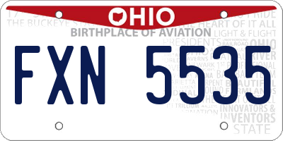 OH license plate FXN5535