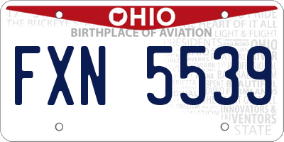 OH license plate FXN5539
