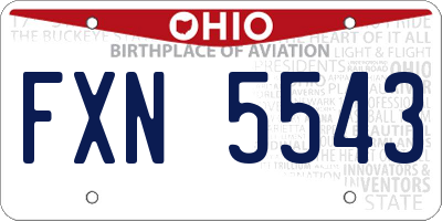 OH license plate FXN5543