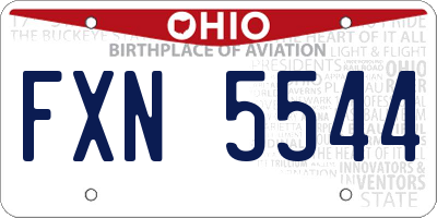 OH license plate FXN5544