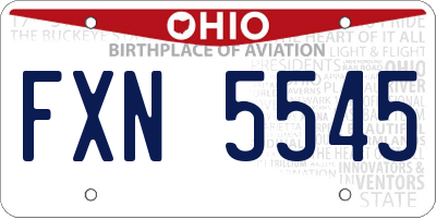 OH license plate FXN5545