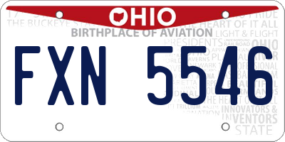 OH license plate FXN5546