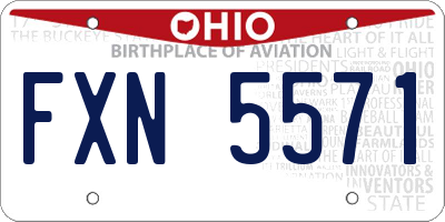 OH license plate FXN5571