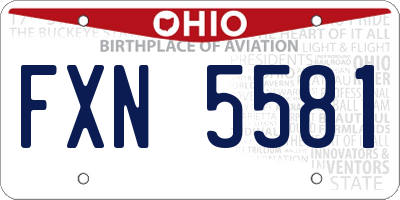 OH license plate FXN5581