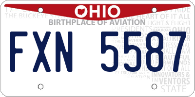OH license plate FXN5587