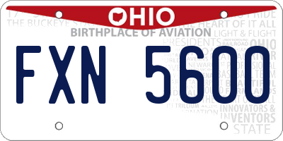 OH license plate FXN5600