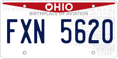 OH license plate FXN5620