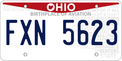 OH license plate FXN5623