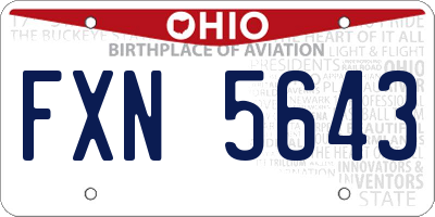 OH license plate FXN5643