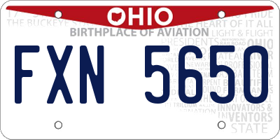OH license plate FXN5650