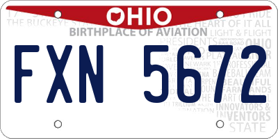 OH license plate FXN5672