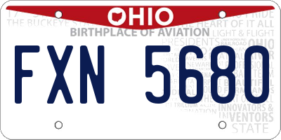 OH license plate FXN5680