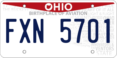 OH license plate FXN5701