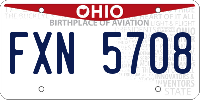 OH license plate FXN5708