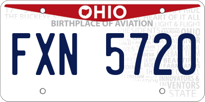 OH license plate FXN5720