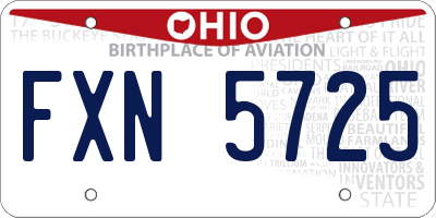 OH license plate FXN5725