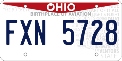OH license plate FXN5728