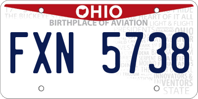 OH license plate FXN5738