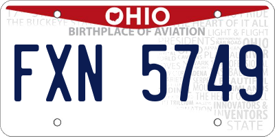 OH license plate FXN5749