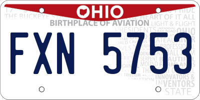 OH license plate FXN5753