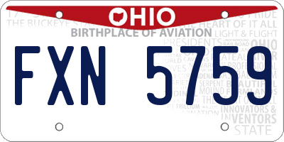 OH license plate FXN5759