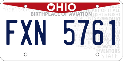 OH license plate FXN5761