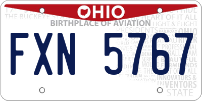 OH license plate FXN5767