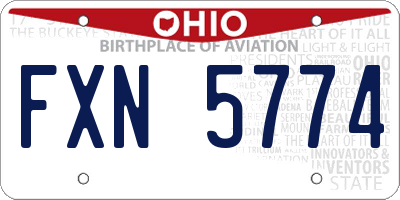 OH license plate FXN5774