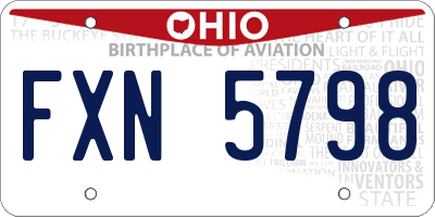 OH license plate FXN5798