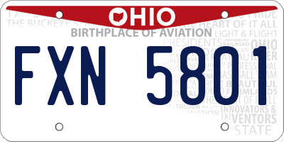 OH license plate FXN5801