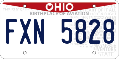OH license plate FXN5828