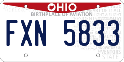 OH license plate FXN5833