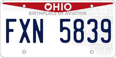 OH license plate FXN5839