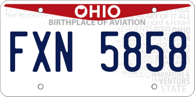 OH license plate FXN5858