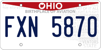 OH license plate FXN5870