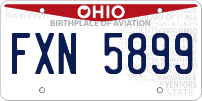 OH license plate FXN5899