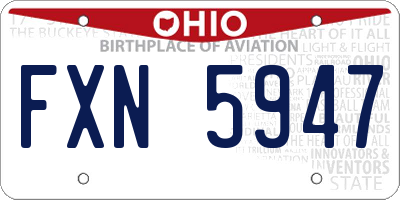 OH license plate FXN5947