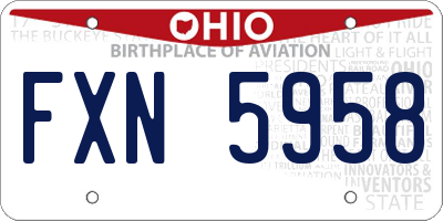OH license plate FXN5958