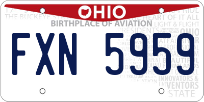 OH license plate FXN5959