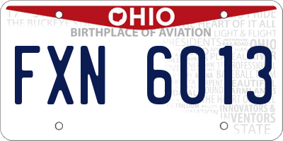 OH license plate FXN6013