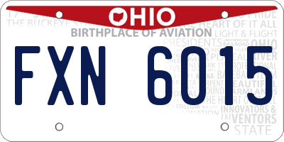 OH license plate FXN6015