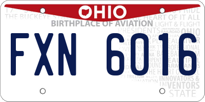 OH license plate FXN6016