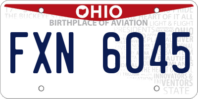 OH license plate FXN6045