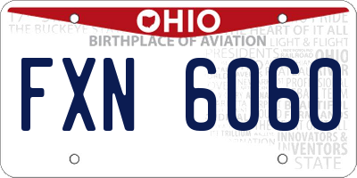 OH license plate FXN6060