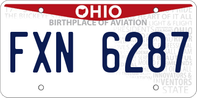 OH license plate FXN6287