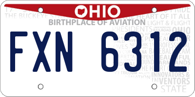 OH license plate FXN6312