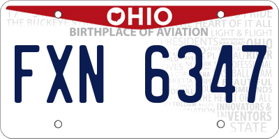 OH license plate FXN6347